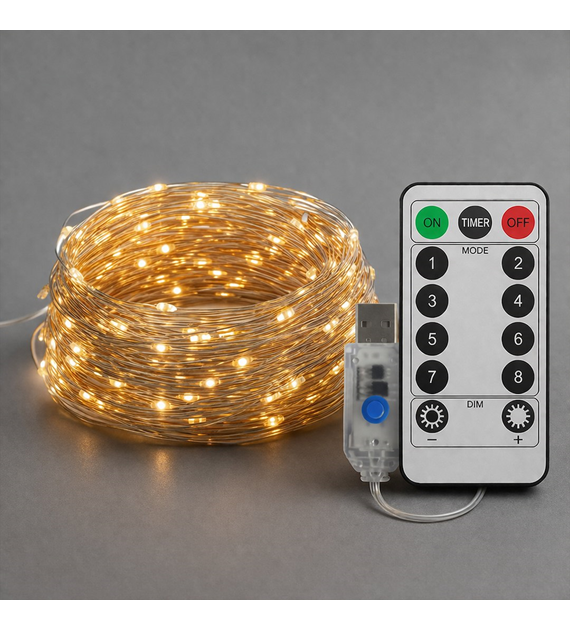 Kurtyna Okienna Girlanda Mery 300 LED USB Ciepła 3000K