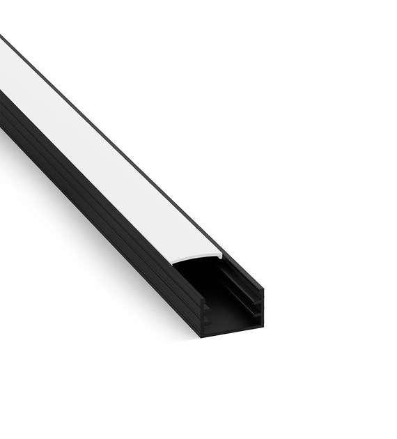 Profil LED natynkowy NT zestaw z kloszem mlecznym Czarny 2m