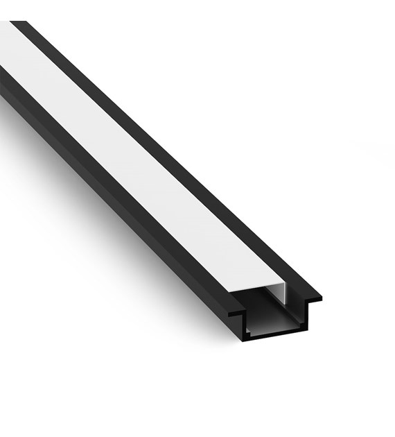 Profil LED wpuszczany MB zestaw z kloszem mlecznym Czarny 2m