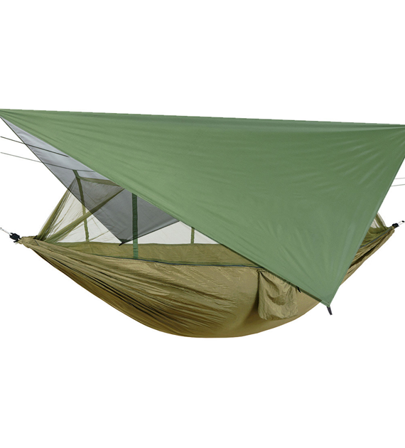 Hamak turystyczny z moskitierą 290x140 cm zielony