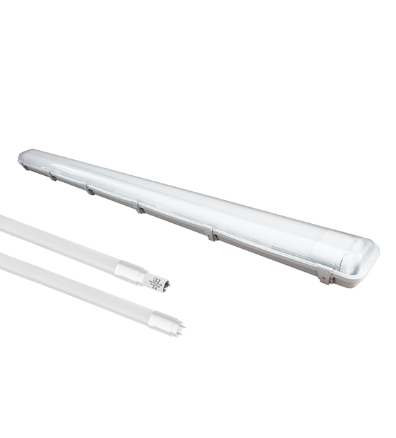 ZESTAW OPRAWA HERMETYCZNA 2x120cm POD ŚWIETLÓWKĘ LED + 2x ŚWIETLÓWKI LED 18W 120CM 3000K