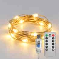 Lampki dekoracyjne MERY 10 LED USB Ciepłe 1m + Pilot