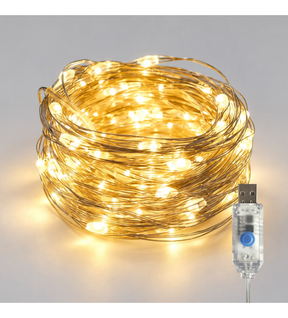 Lampki dekoracyjne MERY 100 LED USB Ciepłe 10m