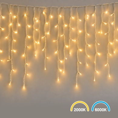 Kurtyna Świąteczna 200LED 5m 2000K + 6000K Flash IP44 Biały