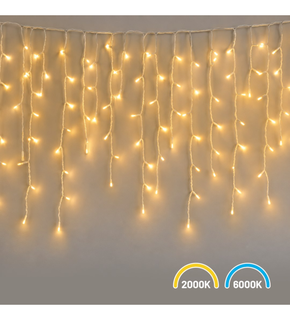 Kurtyna Świąteczna 200LED 5m 2000K + 6000K Flash IP44 Biały
