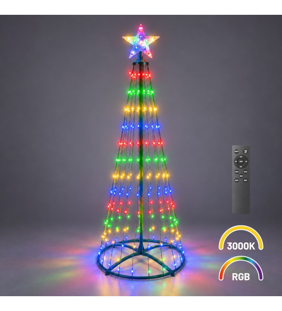 Choinka LED 1,5m 205LED 3000K + RGB IP44 Zielony