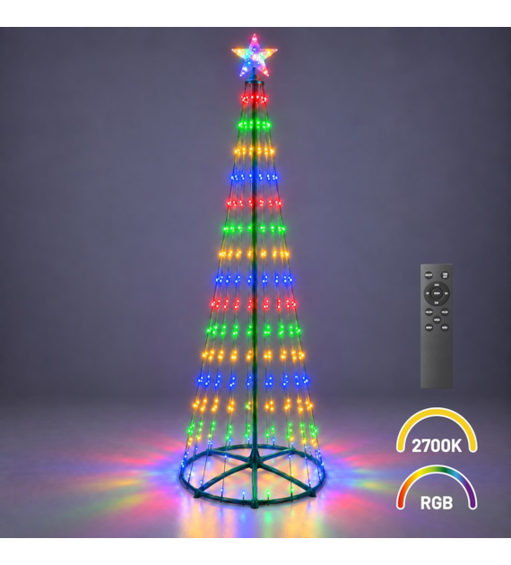 Choinka LED 2,5m 365LED 2700K + RGB IP44 Zielony