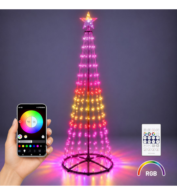 Choinka LED Smart App 1,8m 269LED RGB IP44 Zielony