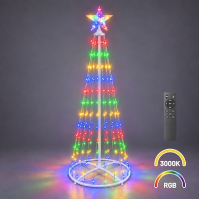 Choinka LED 1,5m 205LED 3000K + RGB IP44 Biały