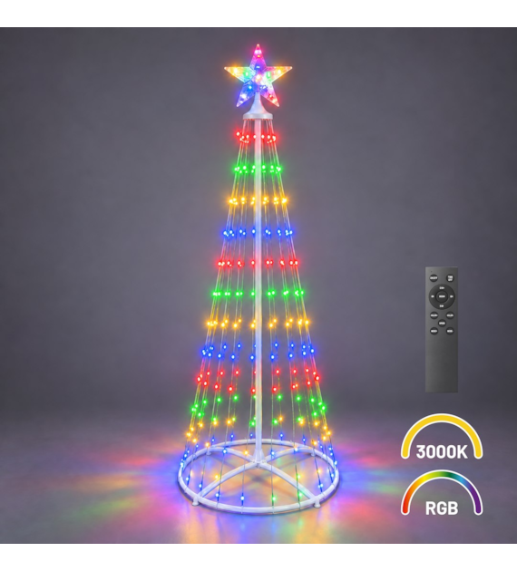 Choinka LED 1,5m 205LED 3000K + RGB IP44 Biały