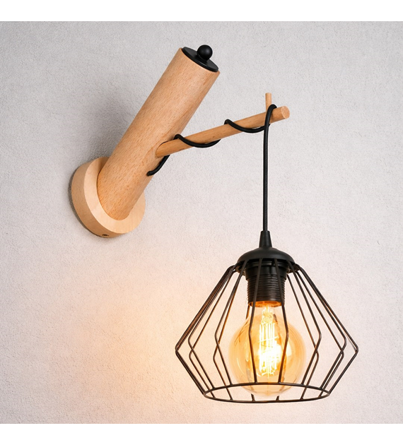 KINKIET WOODY BLACK 1xE27