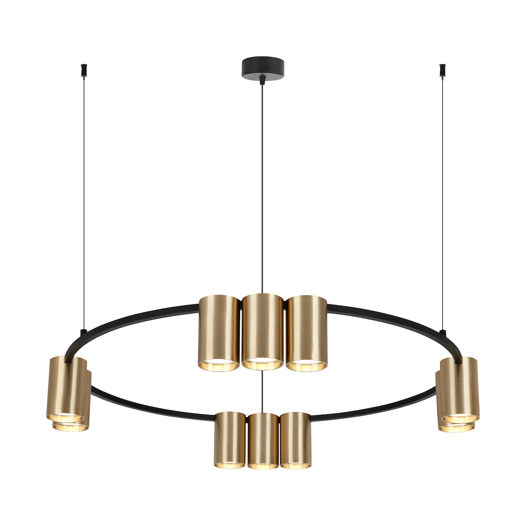 Lampa wisząca (koło) Genesis Czarny Złoty 10xGU10 Milagro