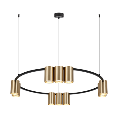 Lampa wisząca (koło) Genesis Czarny Złoty 10xGU10