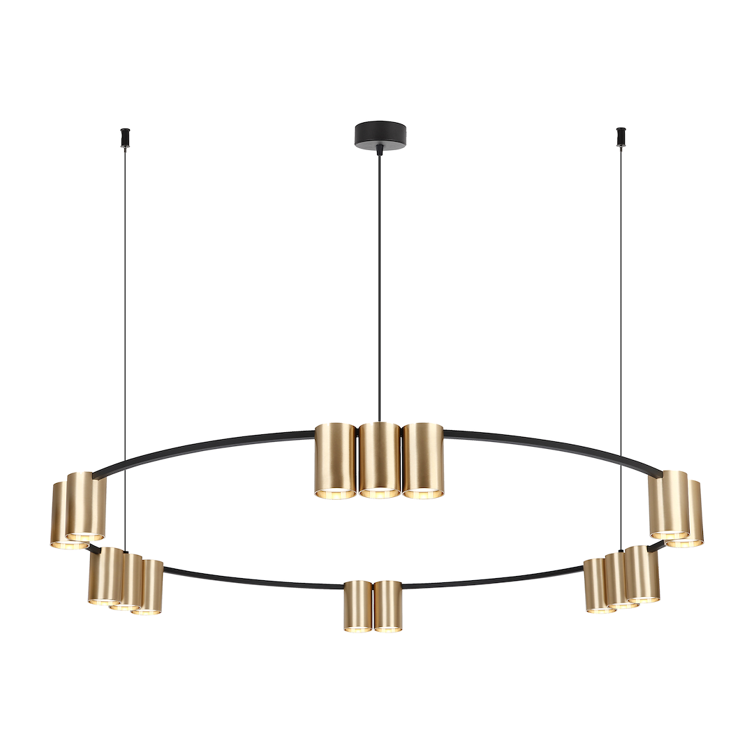 Lampa wisząca (koło) Genesis Czarny Złoty 15xGU10 Milagro