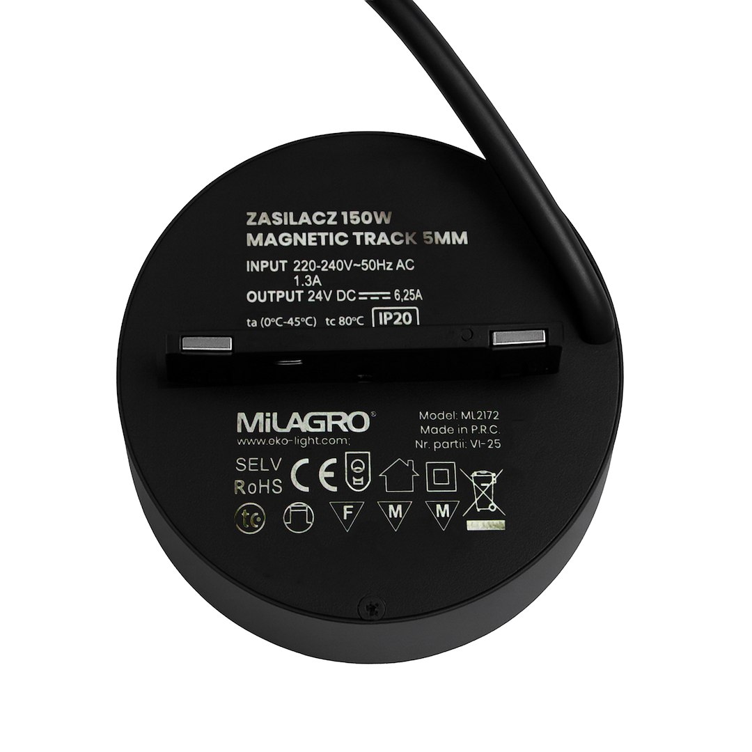 Zasilacz 150W magnetic track 5mm 24V Milagro — widok produktu