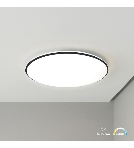 Plafon Hugo 12-18-24W 3CCT IP54 Czarny