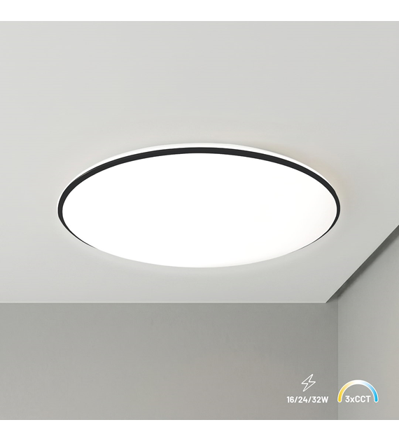 Plafon Hugo 16-24-32W 3CCT IP54 Czarny