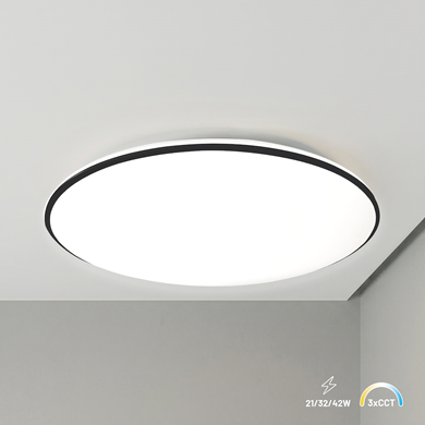 Plafon Hugo 21-32-42W 3CCT IP54 Czarny