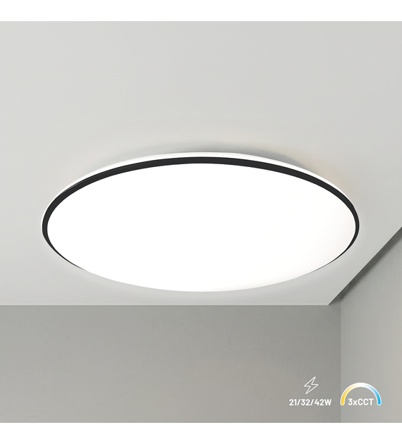 Plafon Hugo 21-32-42W 3CCT IP54 Czarny