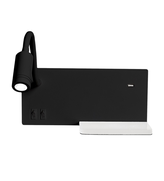 Lampa nocna z półką SHELF BLACK LED 4W+5W+2W