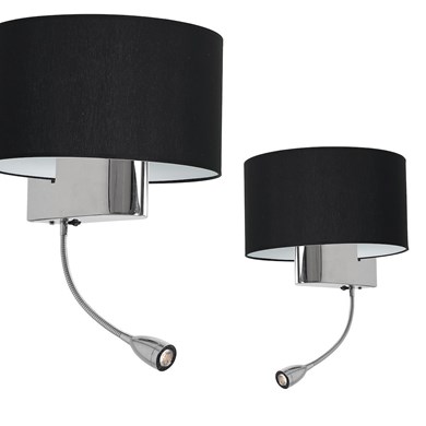 Kinkiet CASINO BLACK/CHROME 1xE27 + 1W LED