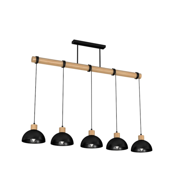 Lampa wisząca ERIK Black/Wood 5xE27