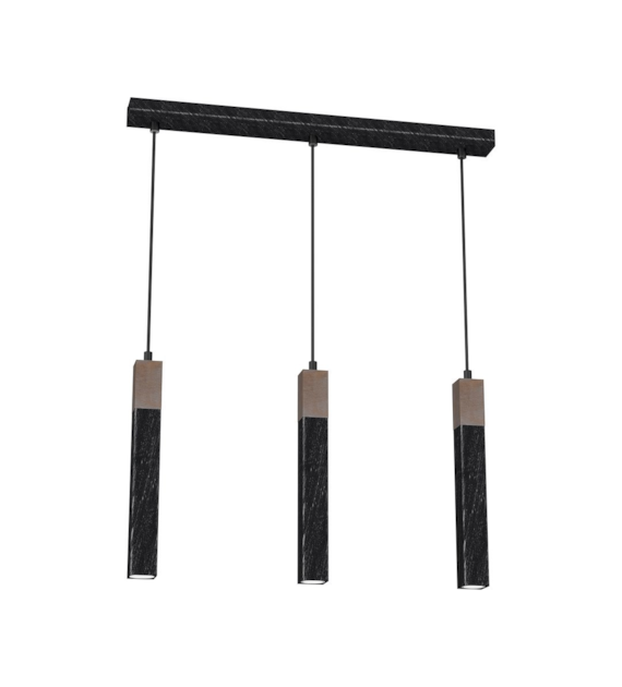 Lampa wisząca SOLO SAWN BLACK / PATINATED WOOD 3x mini GU10