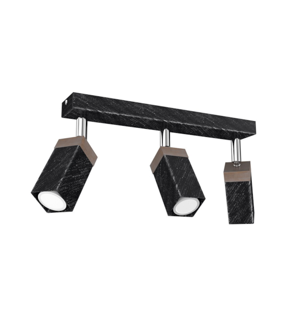 Lampa sufitowa SOLO SAWN BLACK / PATINATED WOOD 3x mini GU10
