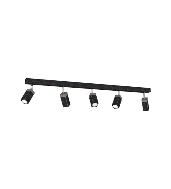 Lampa sufitowa SOLO SAWN BLACK / PATINATED WOOD 5x mini GU10