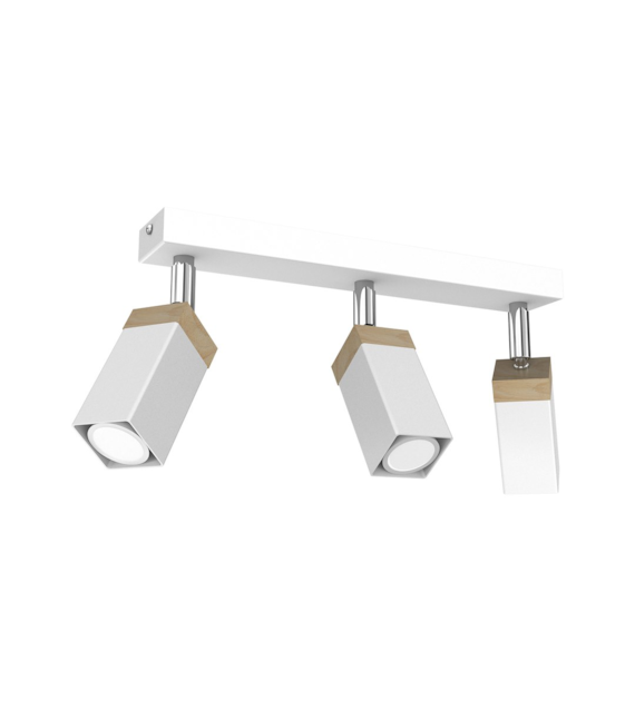 Lampa sufitowa Solo Sawn Biały / Patyna Drewno 3x mini GU10