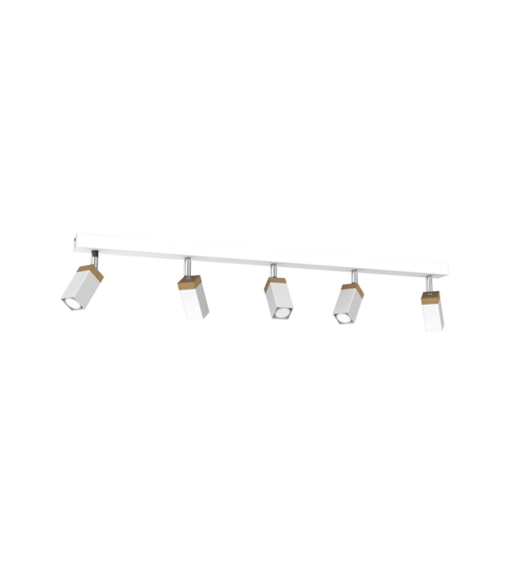 Lampa sufitowa SOLO SAWN WHITE / PATINATED WOOD 5x mini GU10