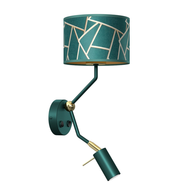 Kinkiet ZIGGY GREEN Gold/Bottle green  1xE27+1x mini GU10
