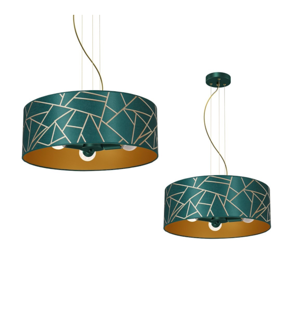 Lampa wisząca Ziggy Biały Złoty/Bottle zielony 3xE27