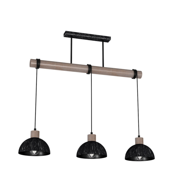 Lampa wisząca ERIK Sawn black/Patinated wood 3XE27