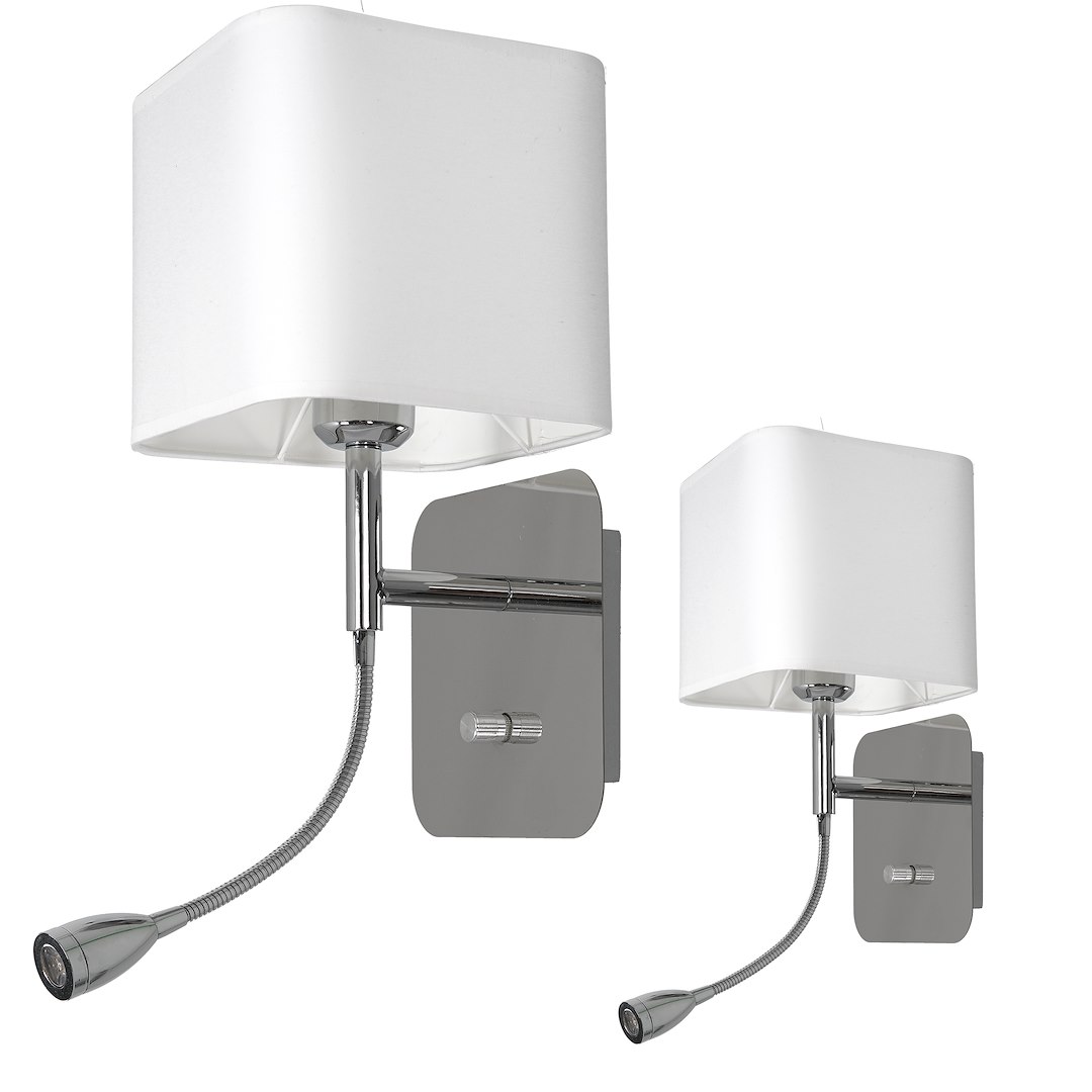 Kinkiet Napoli 1xE27 + 1W LED Biały / Chrome Milagro