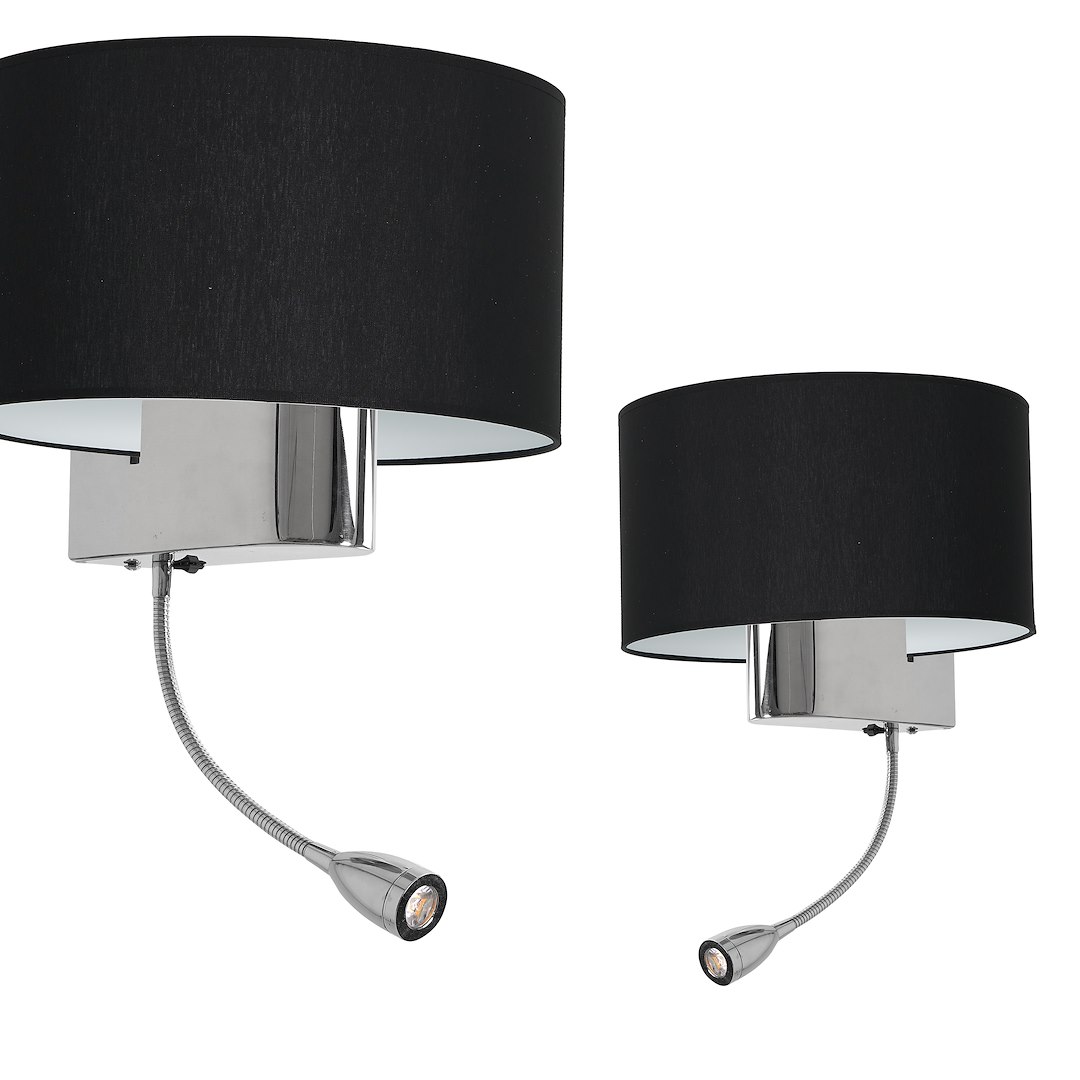 Kinkiet CASINO BLACK/CHROME 1xE27 + 1W LED Milagro