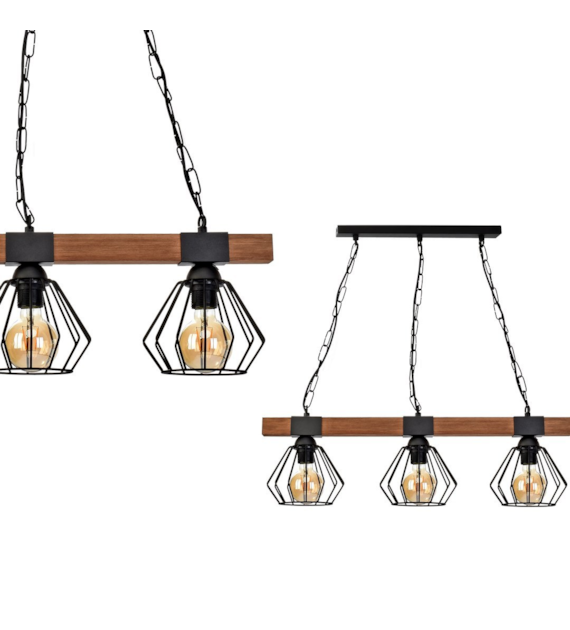 Lampa wisząca ULF BLACK/WOOD 3xE27