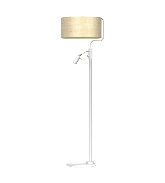 Lampa podłogowa Marshall 1xE27 + 1x mini GU10 Biały / Rattan