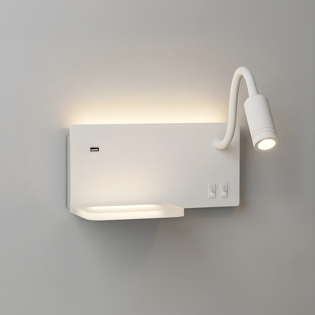 Lampa nocna z półką Shelf Led 4W+5W+2W prawa Biały Milagro