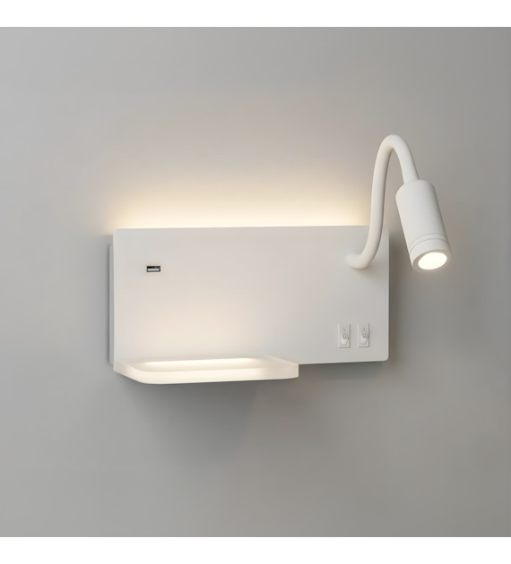 Lampa nocna z półką Shelf Led 4W+5W+2W prawa Biały
