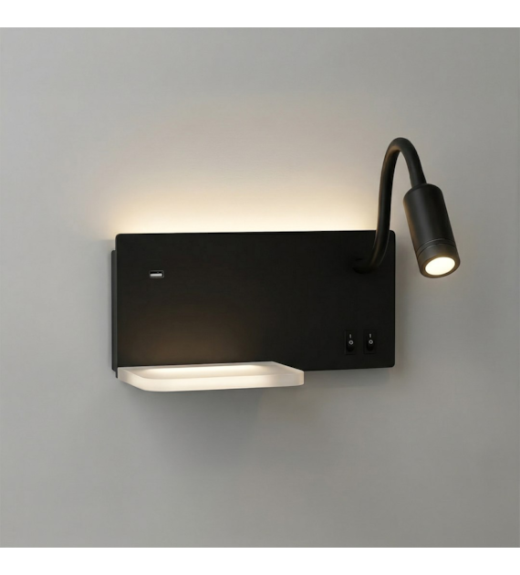 Lampa nocna z półką Shelf Led 4W+5W+2W prawa Czarny