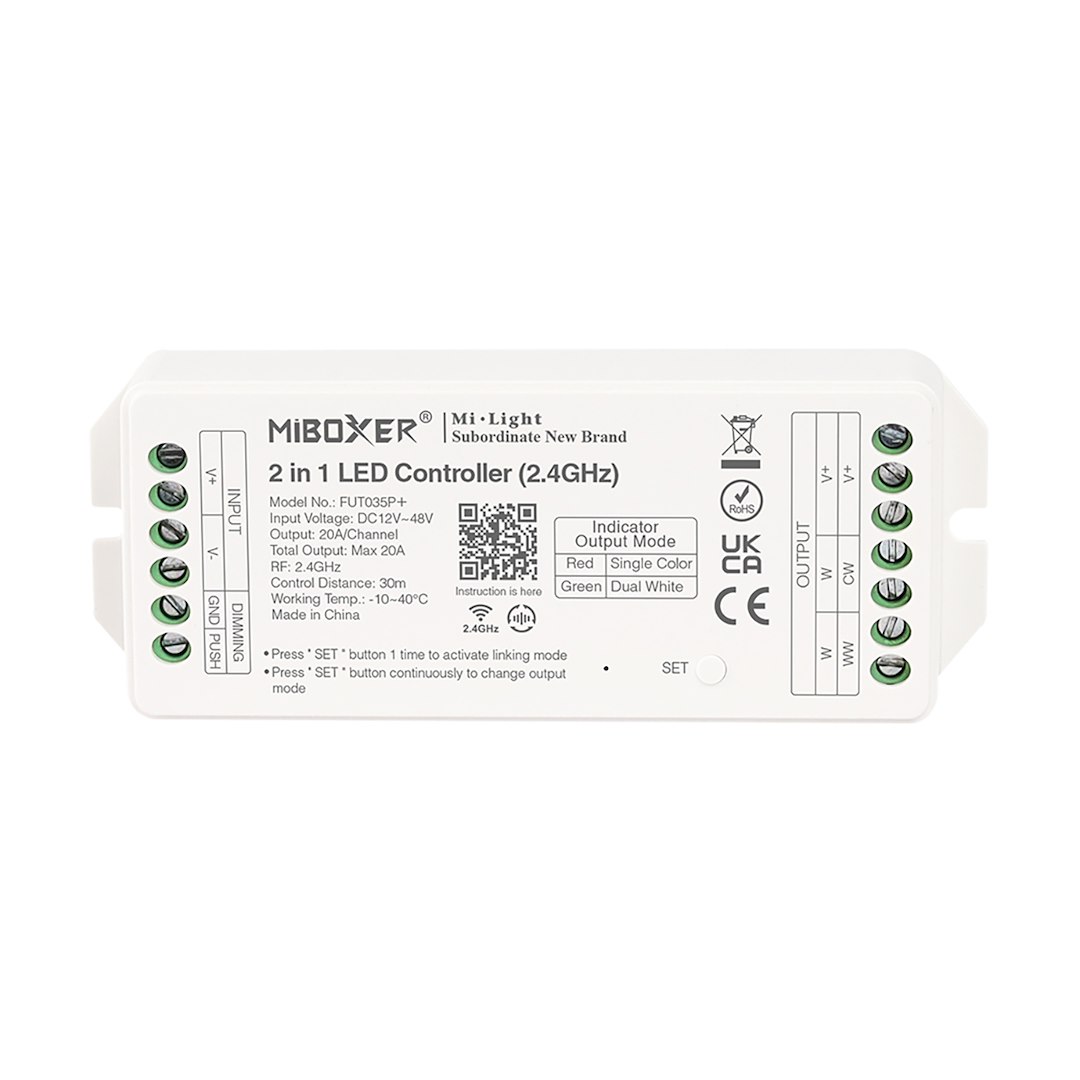 MI-LIGHT MiBoxer Kontroler 2w1 MONO/CCT 12-48VDC 20A FUT035P+ Milagro