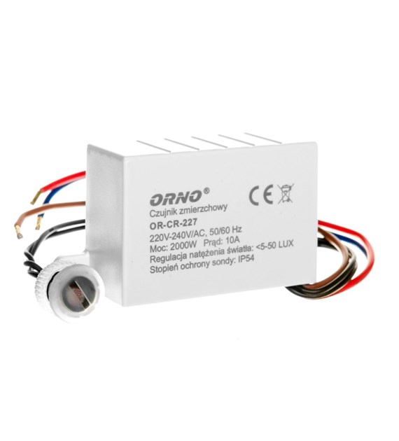 ORNO Czujnik zmierzchu z sondą zewn. 230V; 2000W; 5-50 lux; IP54