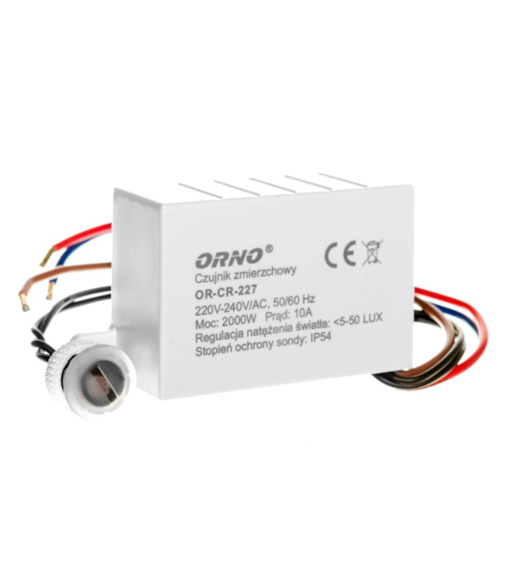 ORNO Czujnik zmierzchu z sondą zewn. 230V; 2000W; 5-50 lux; IP54